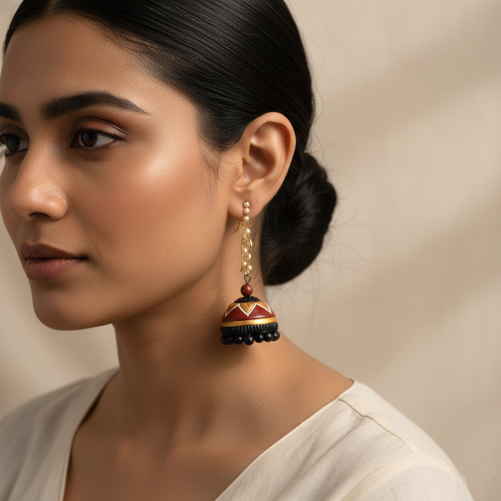 Utsavi- Handcrafted Clay Jhumki Earrings