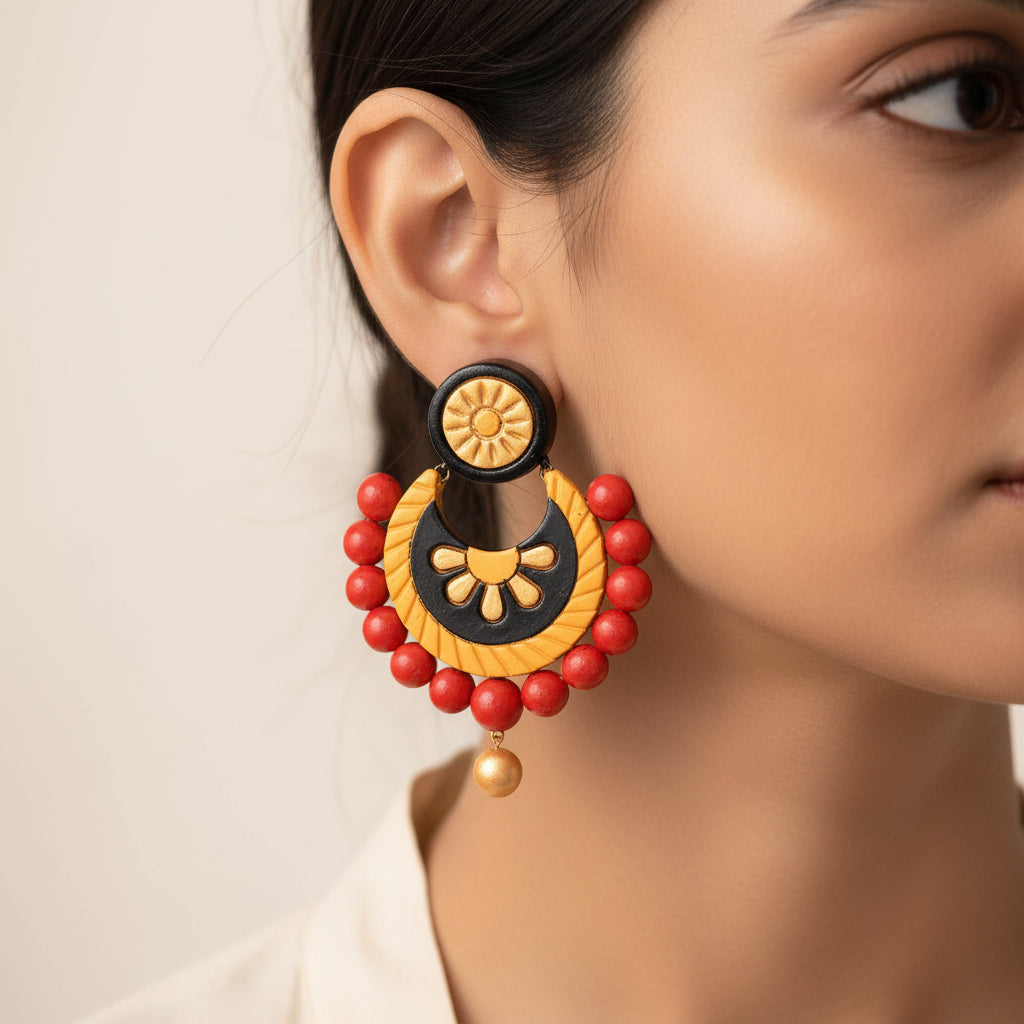 Meher- Handcrafted Clay Dangler Earrings