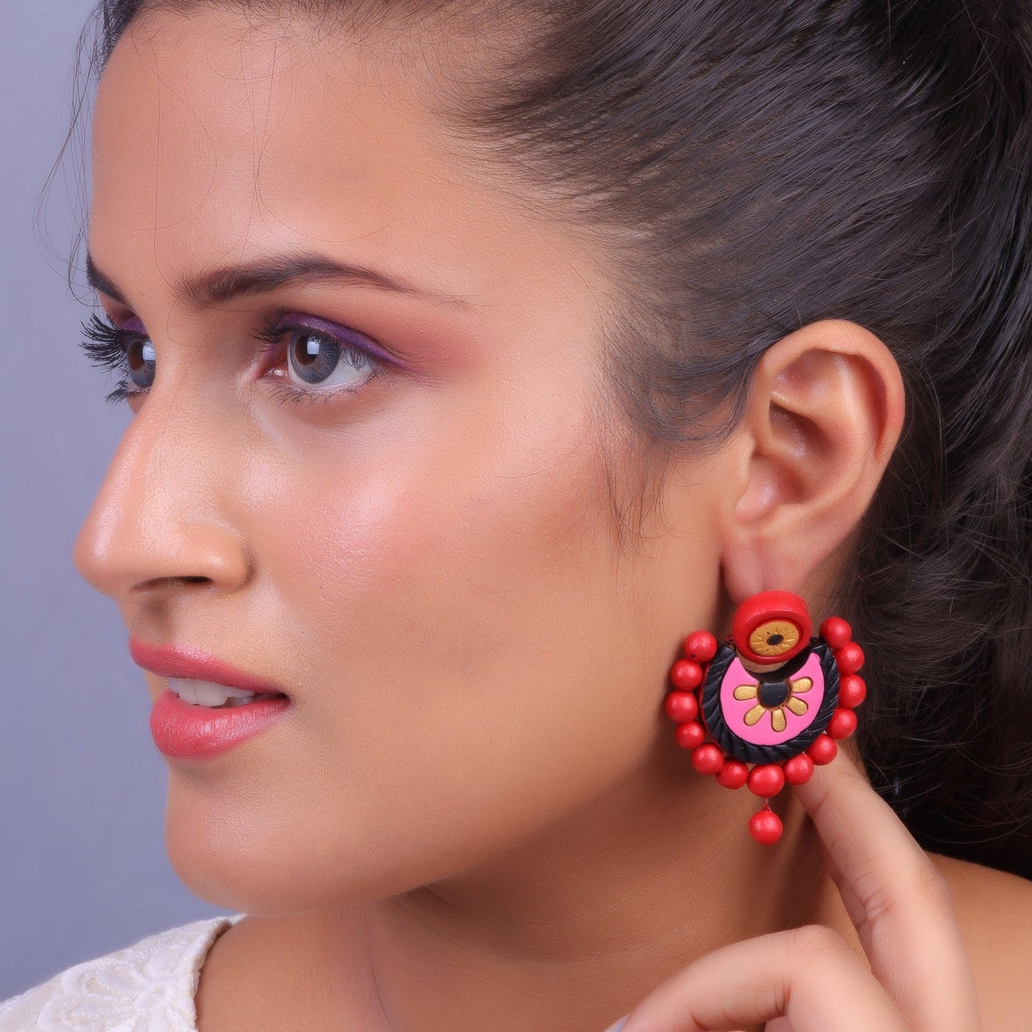Rangini- Handcrafted Clay Dangler Earrings