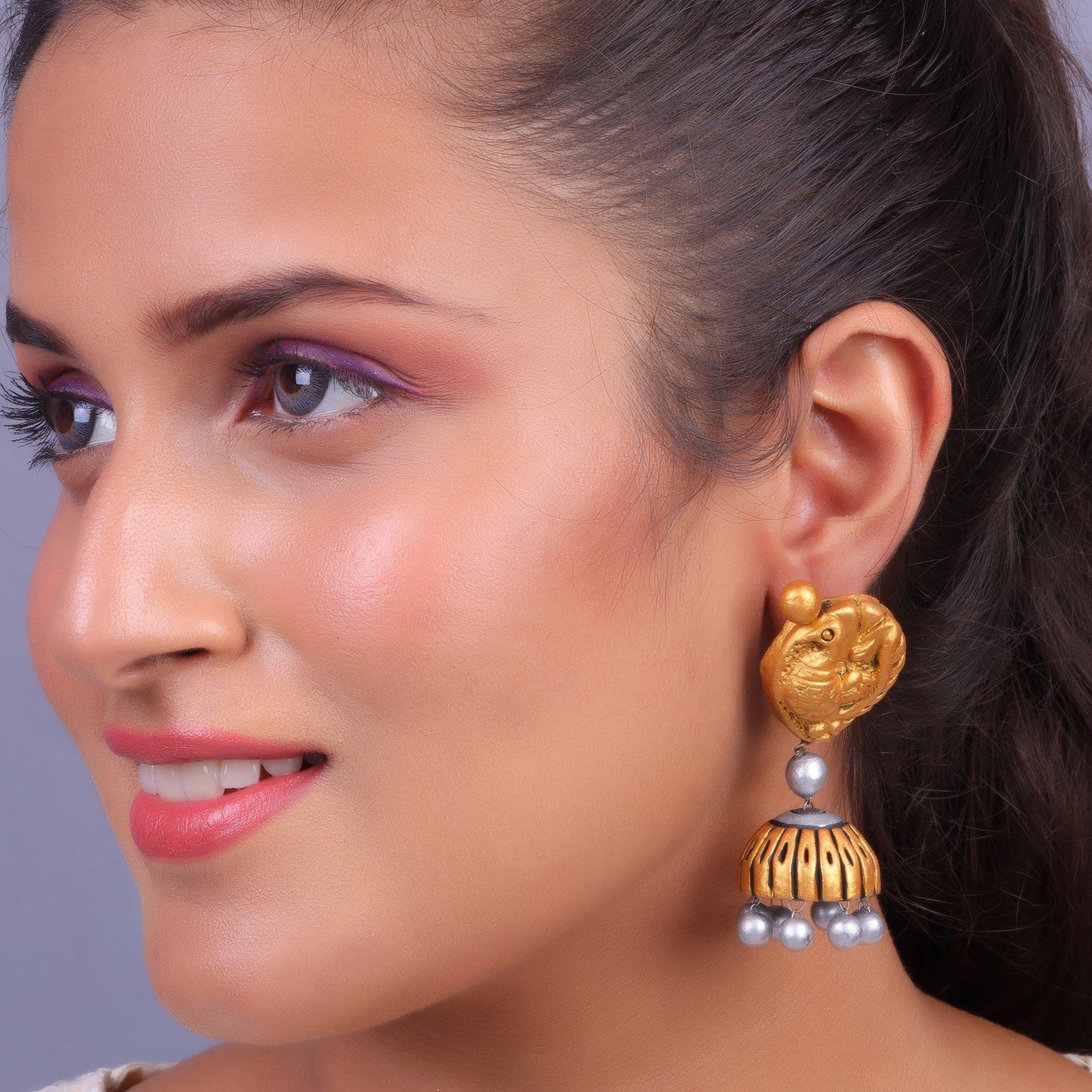 Vanya- Handcrafted Clay Jhumki Earrings