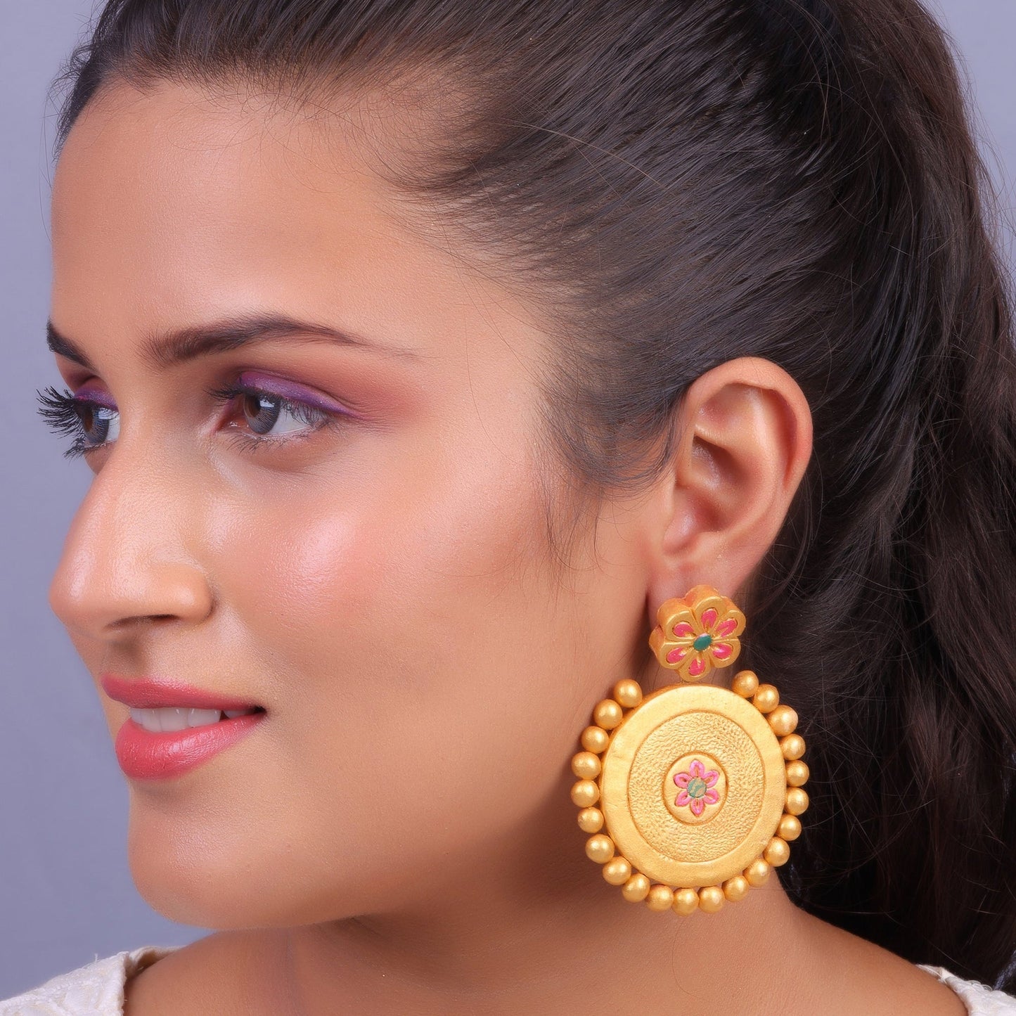 Chandra- Handcrafted Clay Dangler Earrings