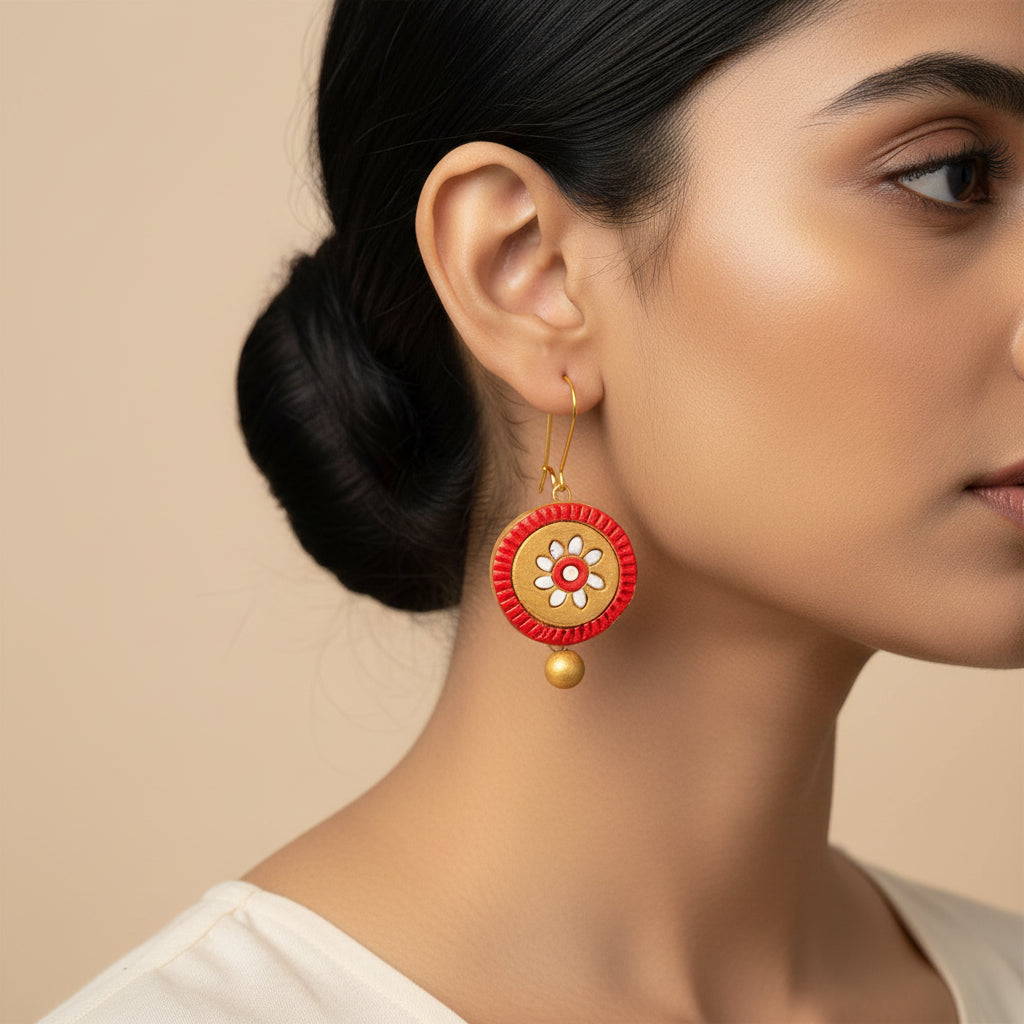 Pushpi- Handcrafted Clay Dangler Earrings
