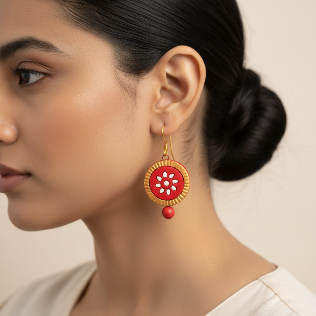 Kalika- Handcrafted Clay Dangler Earrings