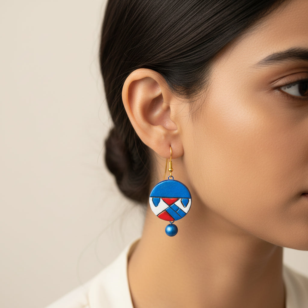 Dholika- Handcrafted Clay Dangler Earrings