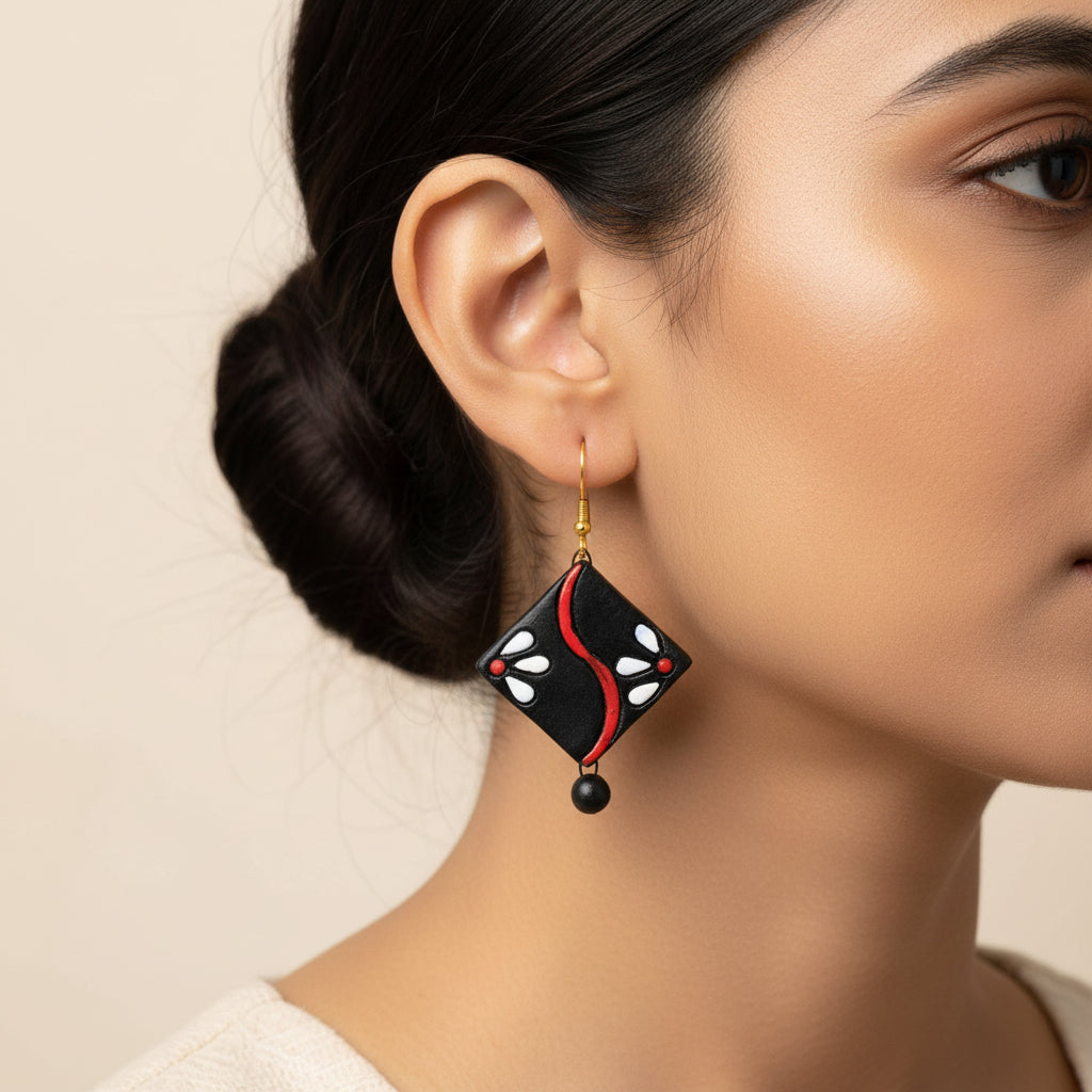 Rangsaari- Handcrafted Clay Dangler Earrings
