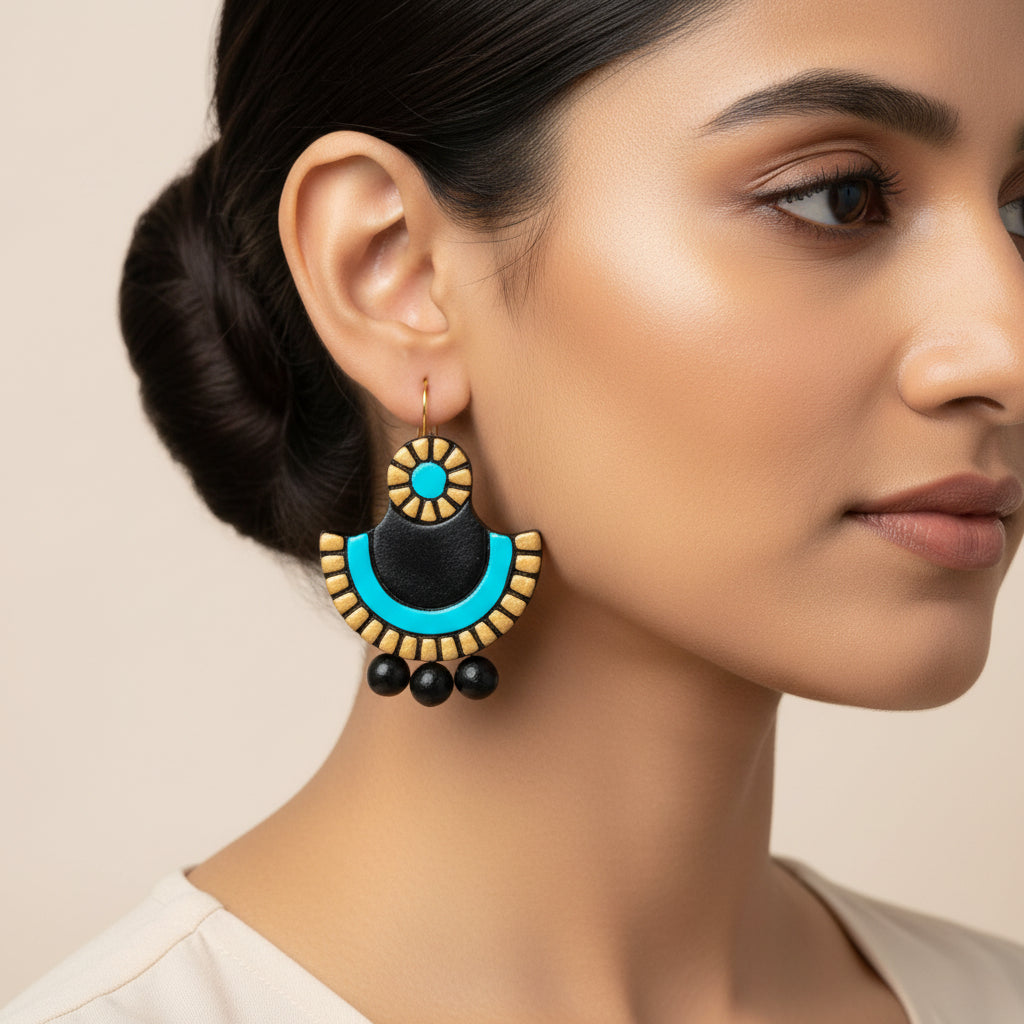 Rasiya-  Handcrafted Clay Dangler Earrings