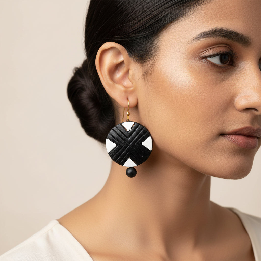 Folkra- Handcrafted Clay Dangler Earrings