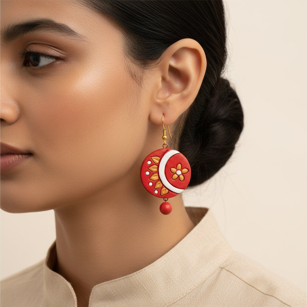Satrangi-  Handcrafted Clay Dangler Earrings