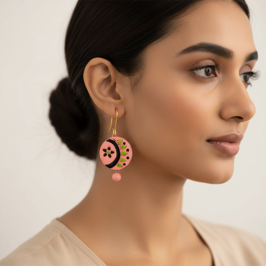 Raagini- Handcrafted Clay Dangler Earrings