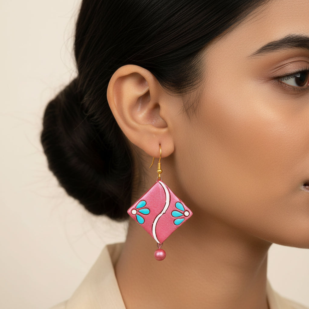 Kalbelia- Handcrafted Clay Dangler Earrings