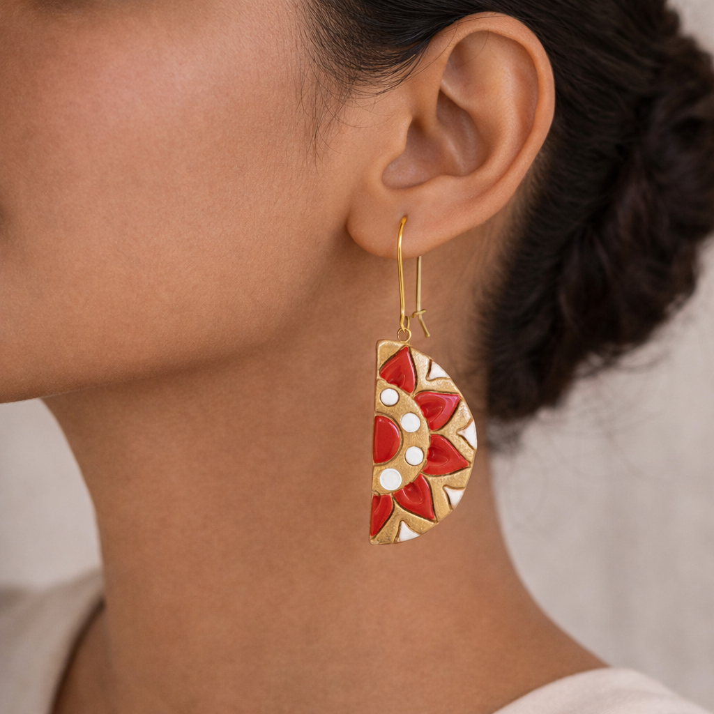 Jhalar- Handcrafted Clay Dangler Earrings