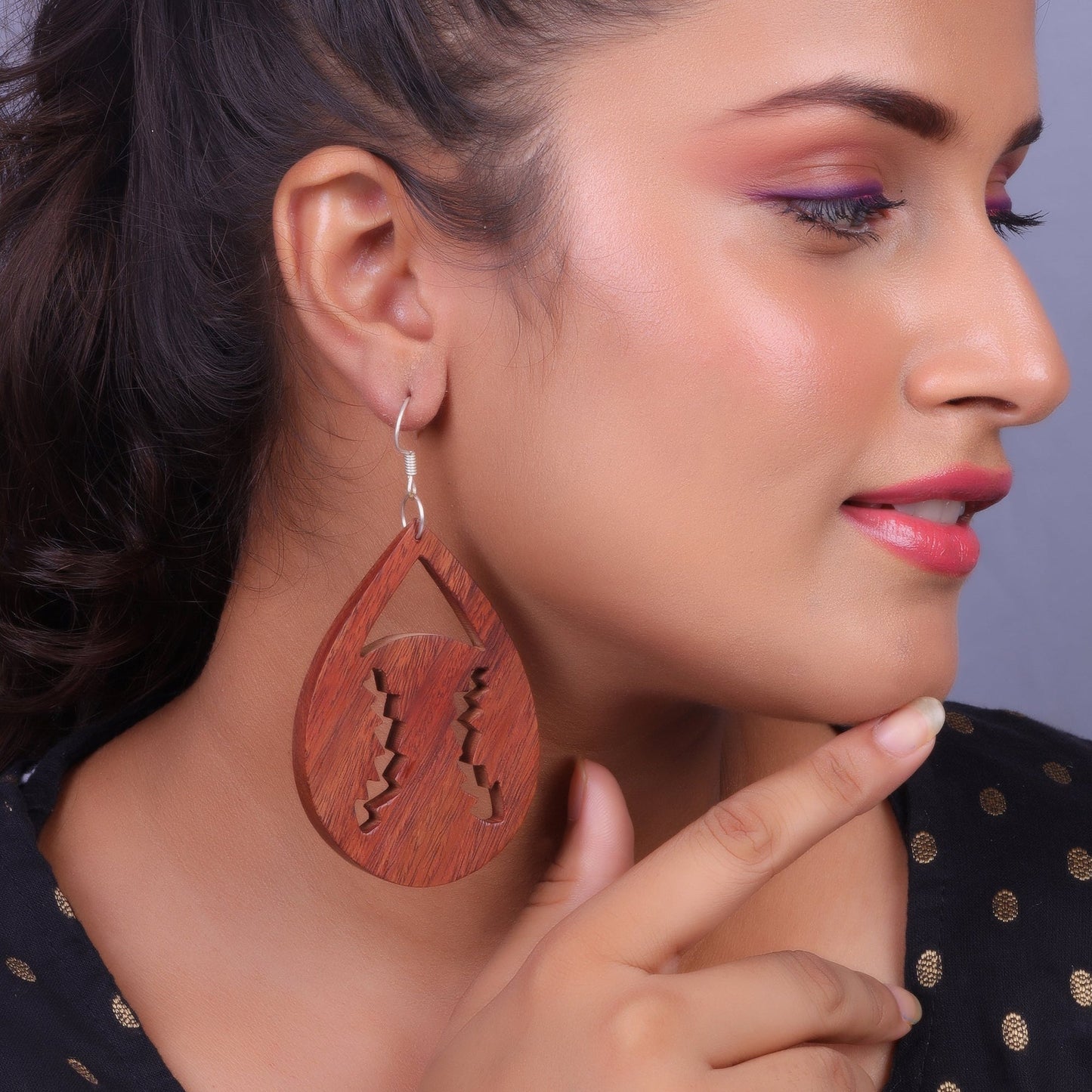 Elura- Wooden Dangler Earrings