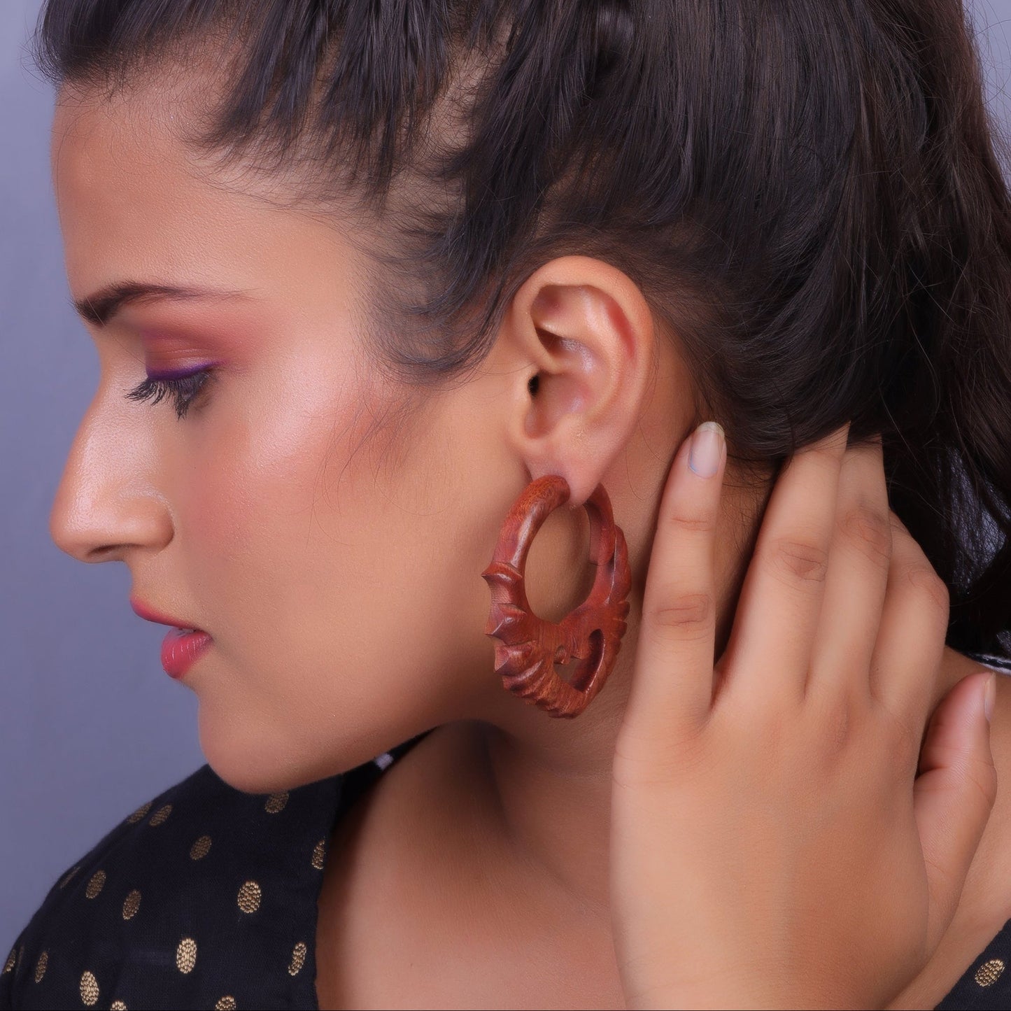 Velin- Wooden Loop Earrings