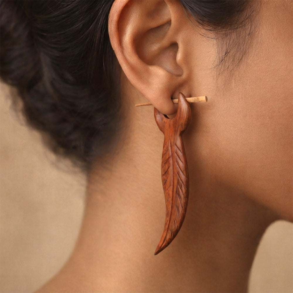Druma- Wooden Dangler Earrings