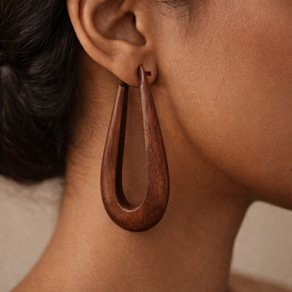 Zura- Wooden Loop Earrings