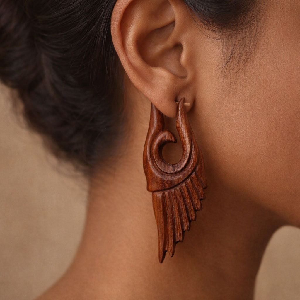 Orah- Wooden Dangler Earrings