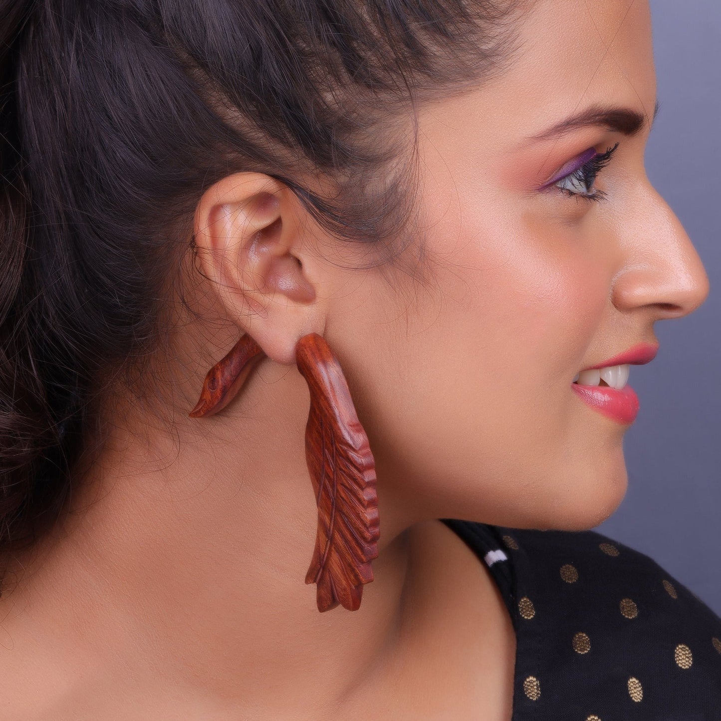 Hue- Wooden Dangler Earrings