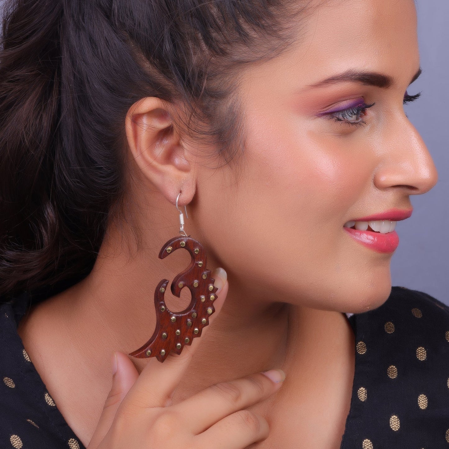 Raea- Wooden Dangler Earrings
