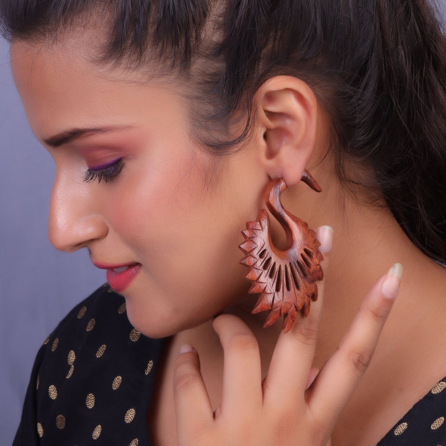 Aune- Wooden Dangler Earrings