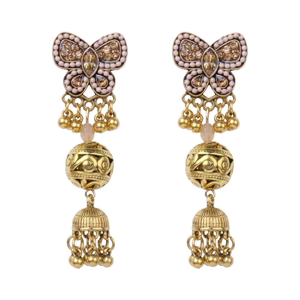 Butterfly loom- Pearl framed jhumka Earrings