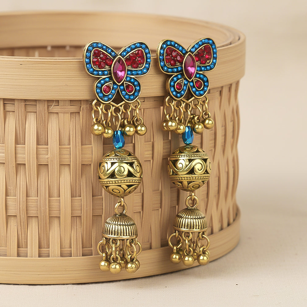 Butterfly loom- Pearl framed jhumka Earrings