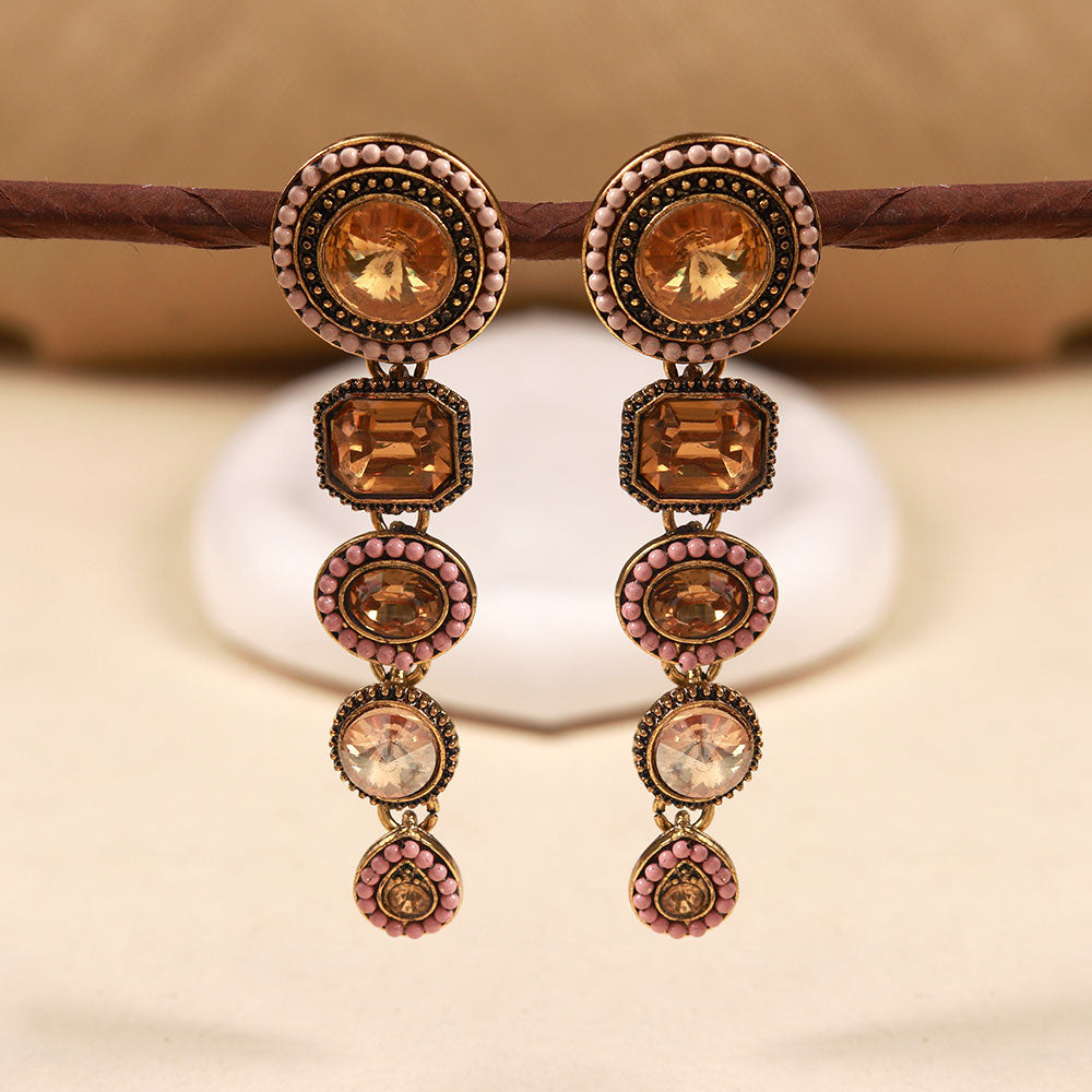 Gleam Drop- Stone studded dangler earrings