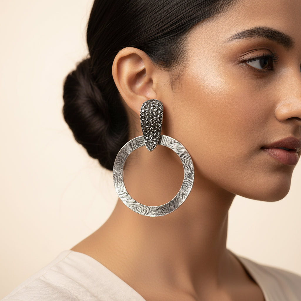 Glow Hoop- Meallic Dangler Earrings