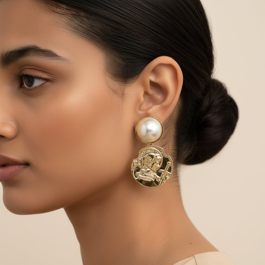 Ethereal Flow- Pearl Studded Stud Earrings