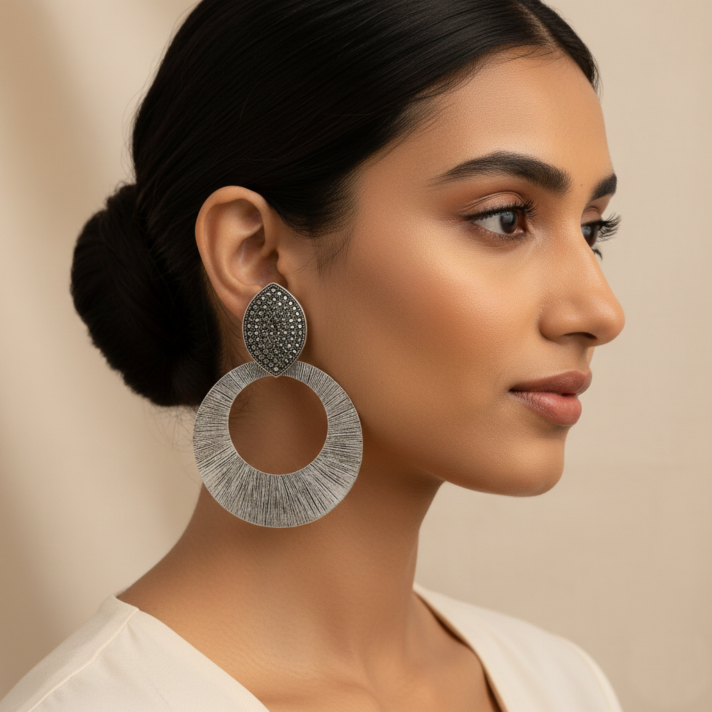 Moon Dew- Metallic dangler Earrings