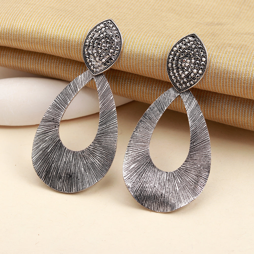 Star Bloom- Metallic stone studded Dangler earrings
