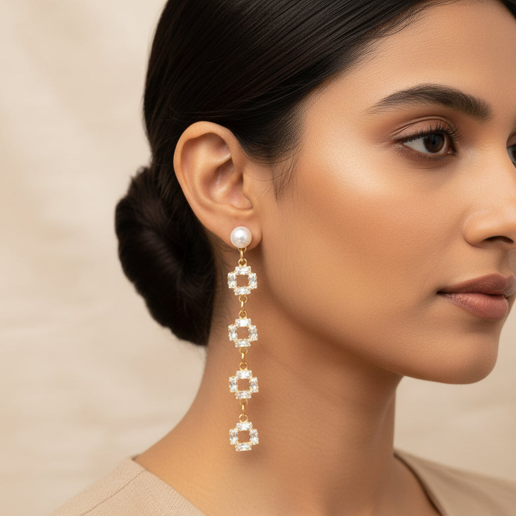 Pearl Mist- Pearl Studded Dangler earrings
