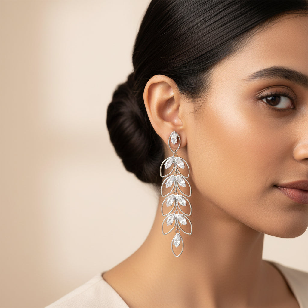 Dew String- Stone studded dangler earrings