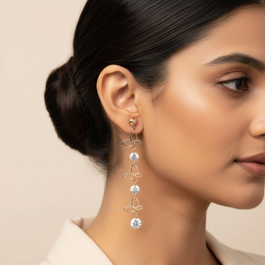 Wildflower Flow- Stone studded dangler earrings