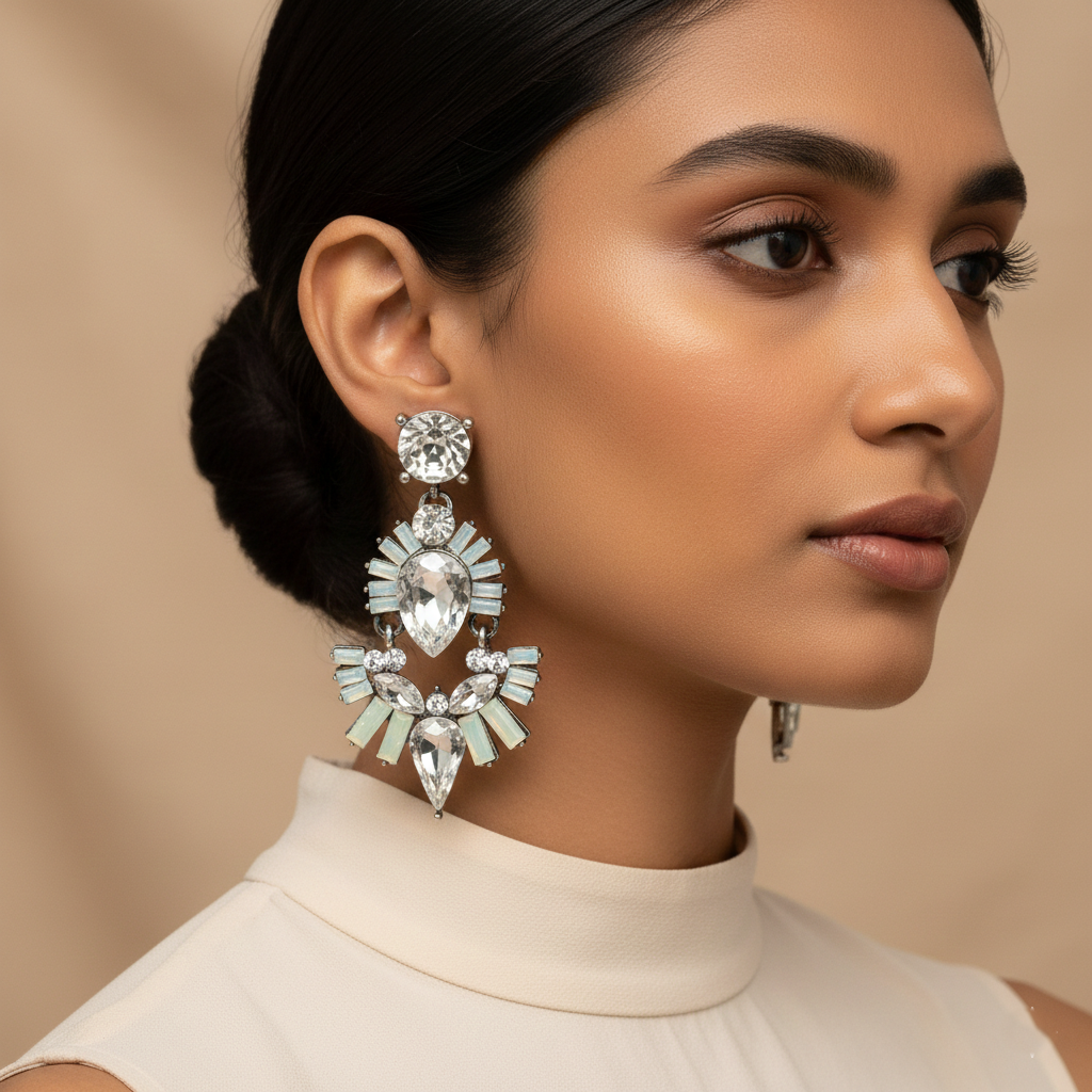 Golden Whisper- Stone studded Dangler Earrings
