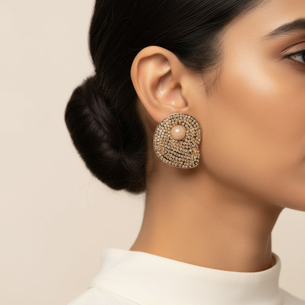 Shine Verse- Stone studded stud earrings
