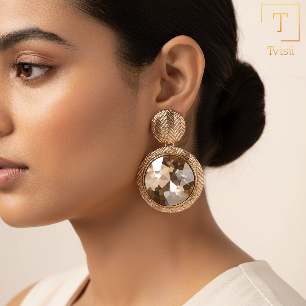 Solar Kiss- Stone studded Dangler earrings