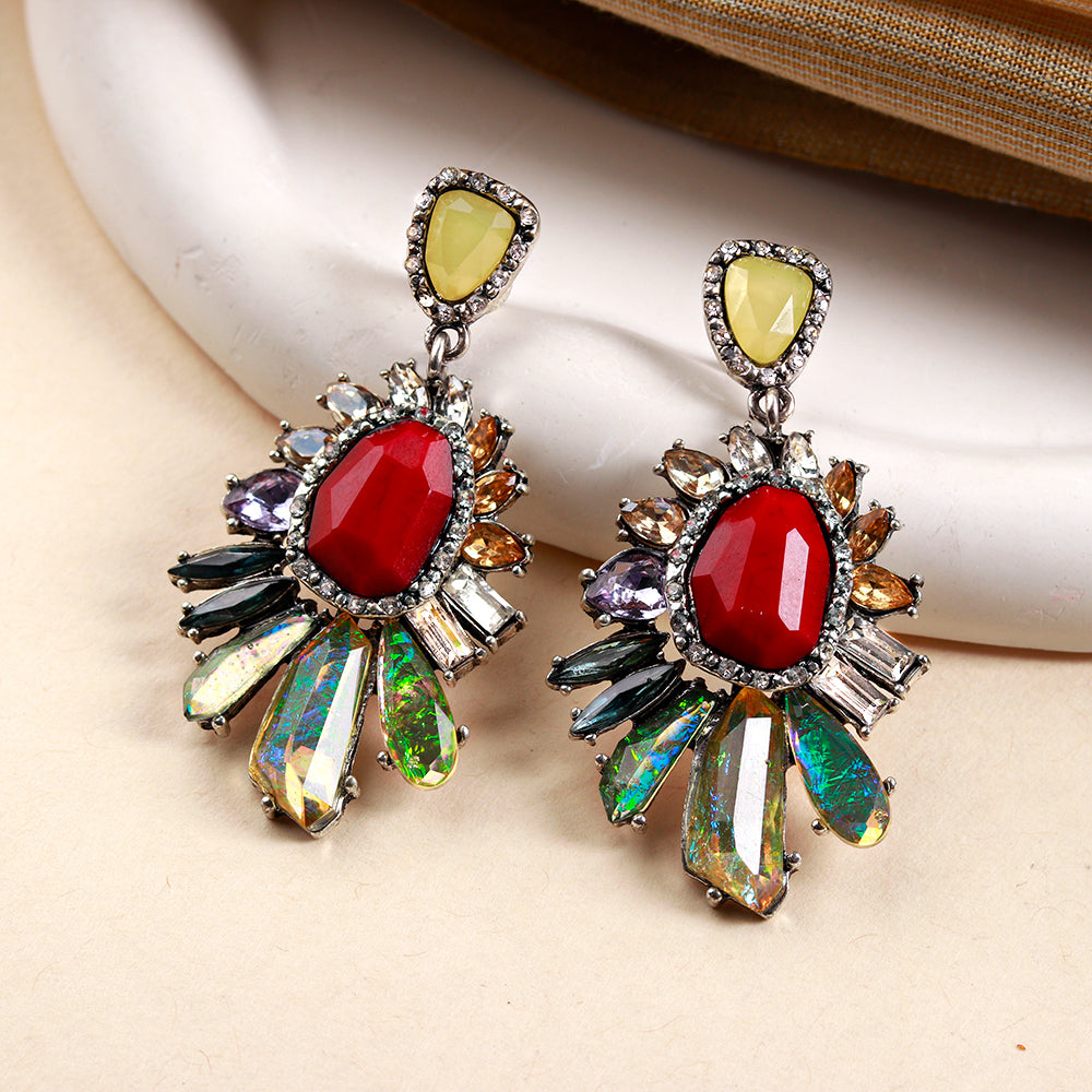 Luna Plume- Stone studded dangler earrings