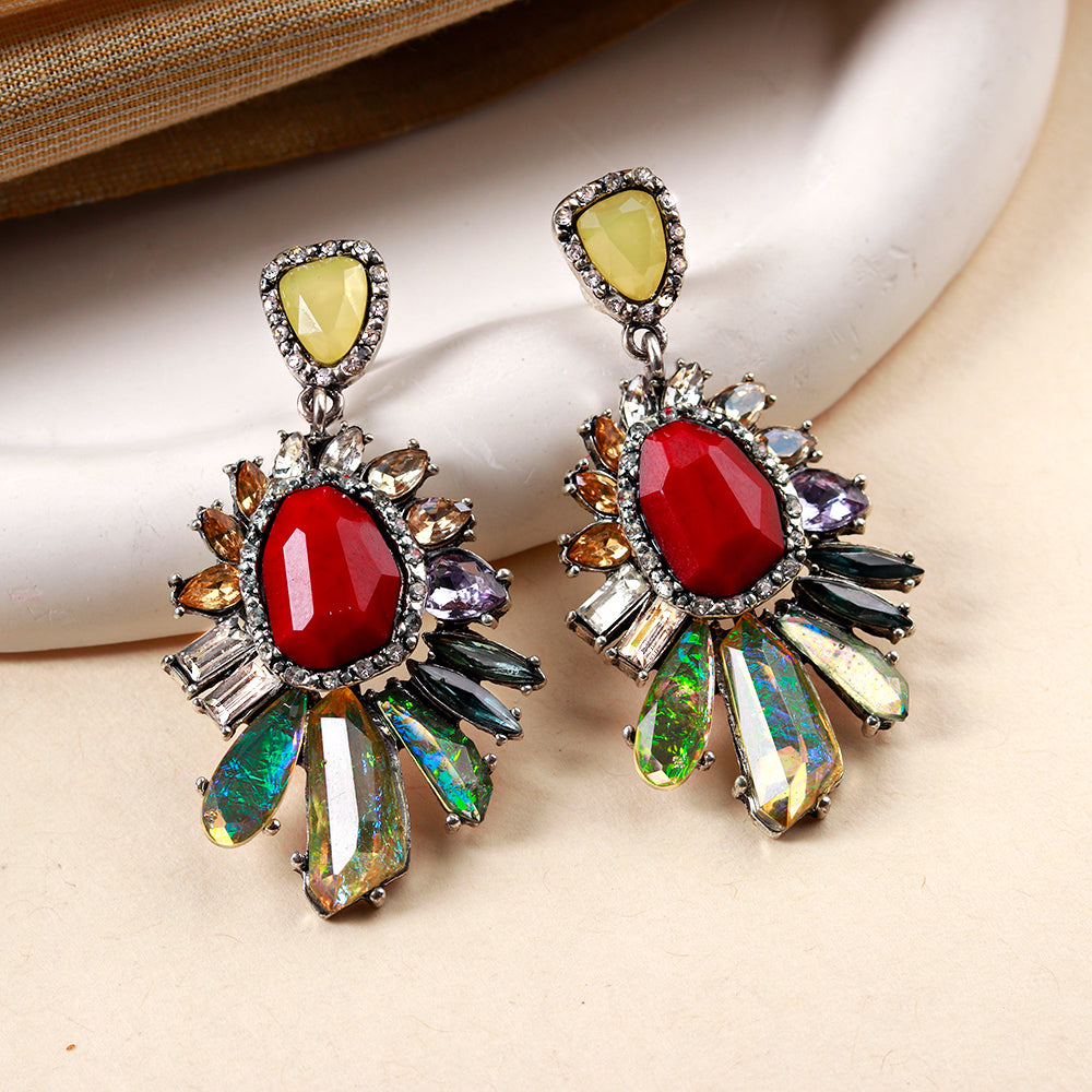 Luna Plume- Stone studded dangler earrings
