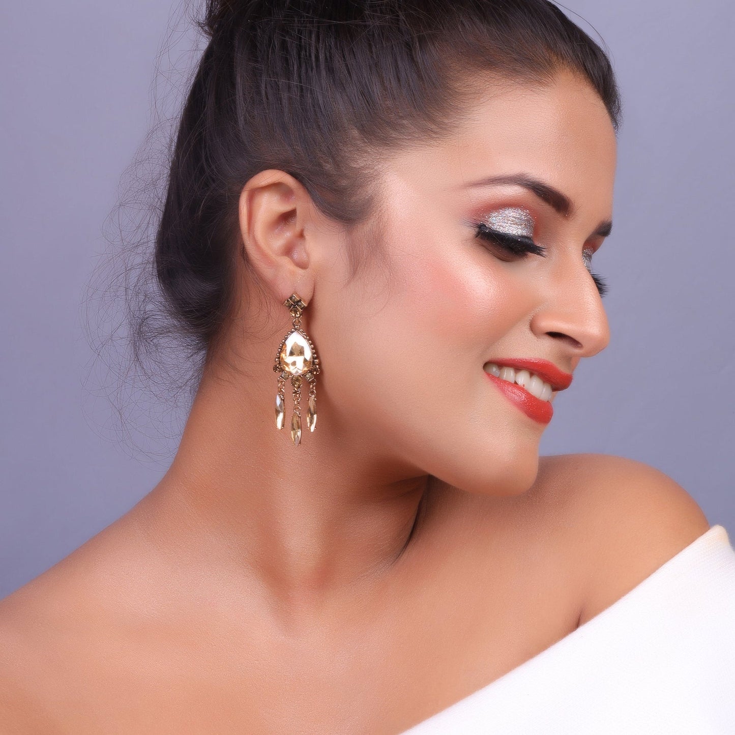 Stellar Flow- Stone studded dangler Earrings