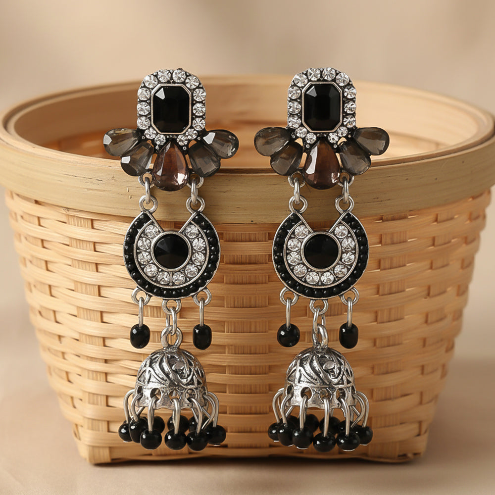 Diamond Dust- Hanging Pearl jhumki earrings