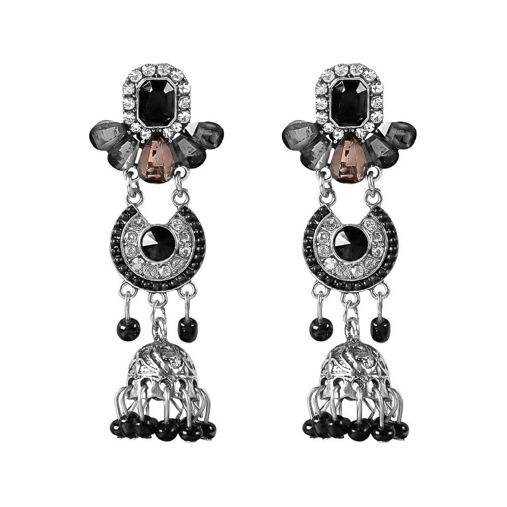 Diamond Dust- Hanging Pearl jhumki earrings