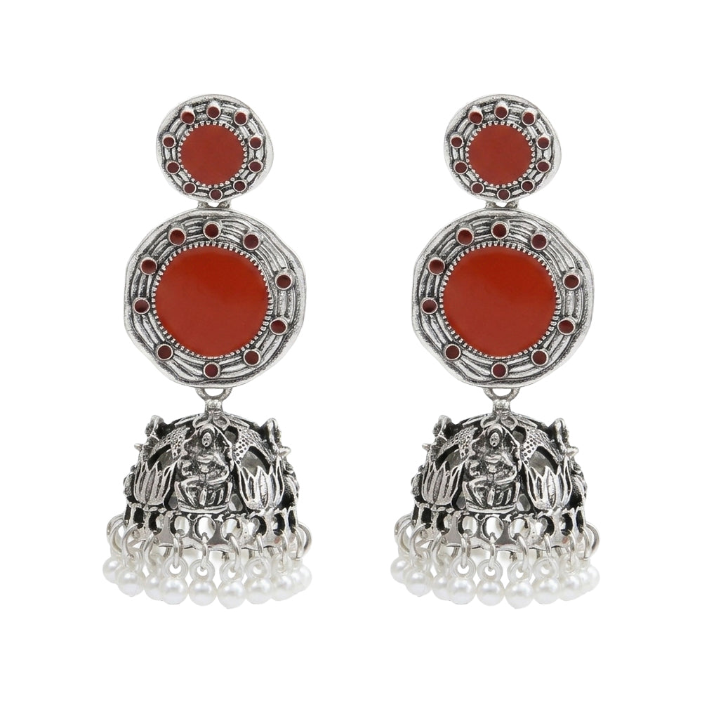 Mirror Thread- Hanging pearl Jhunka earrings