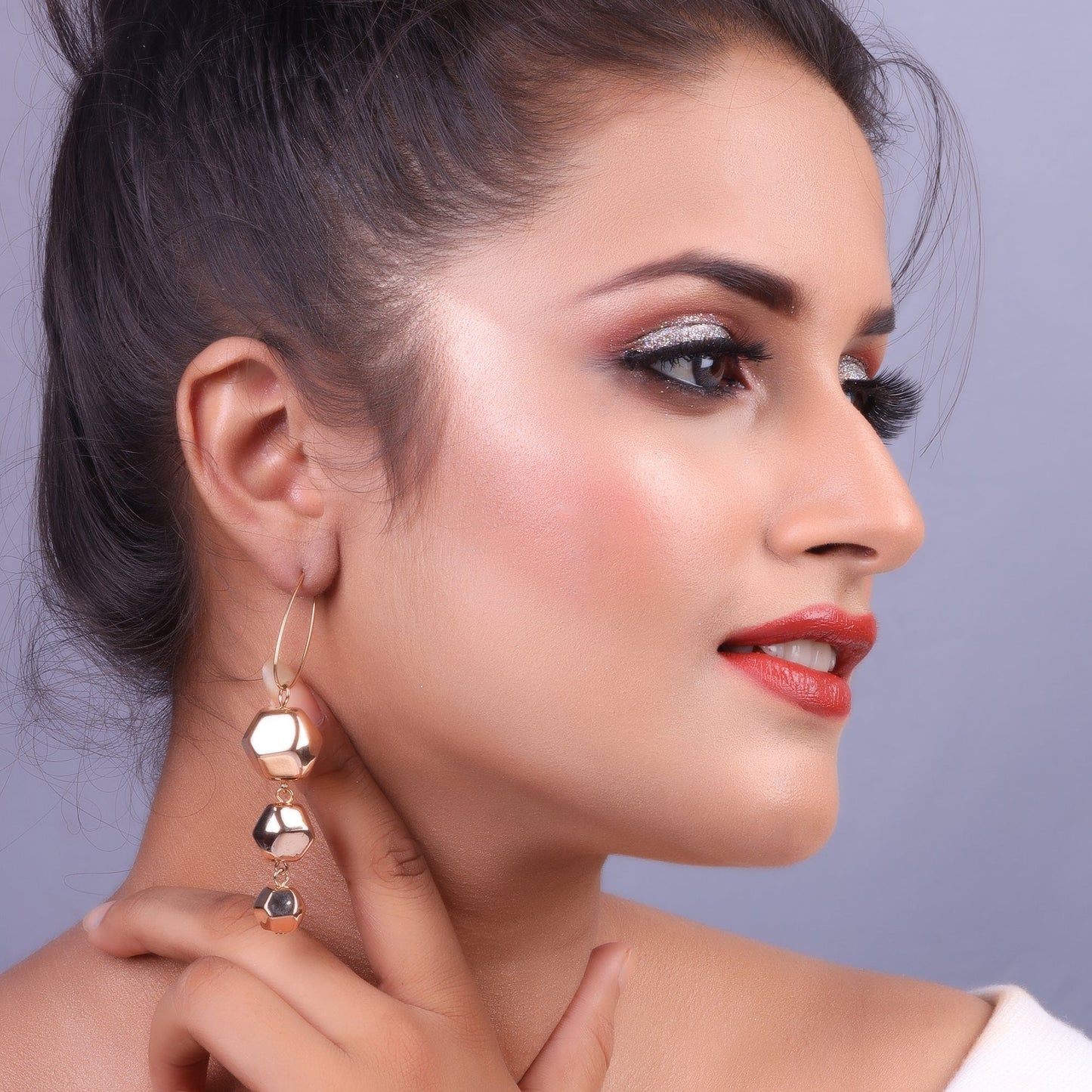 Spark Line- Golden stone Dangler Earrings
