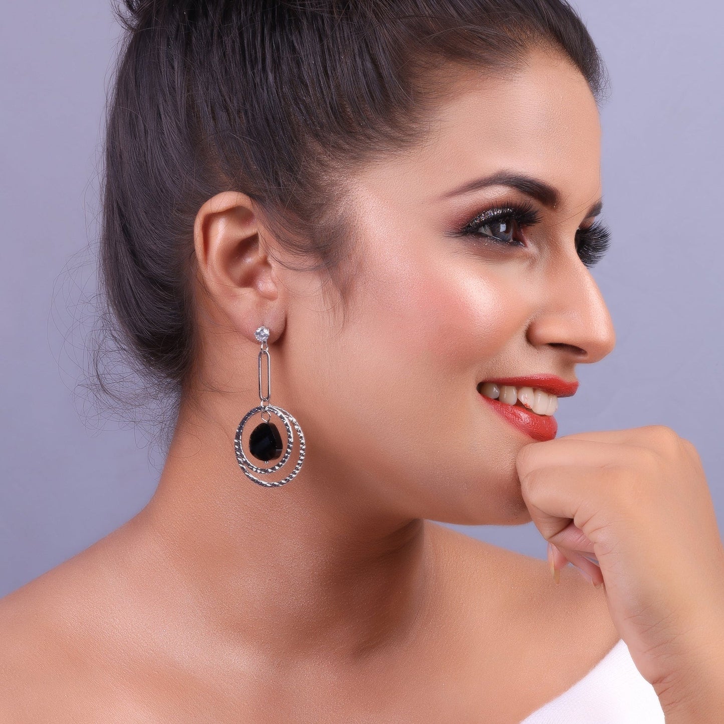 Twilight Shine- Stone studded dangle earrings