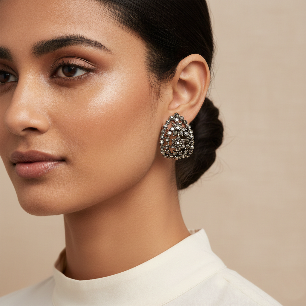Aurora Gleam- Stone studded Teardrop Stud Earrings