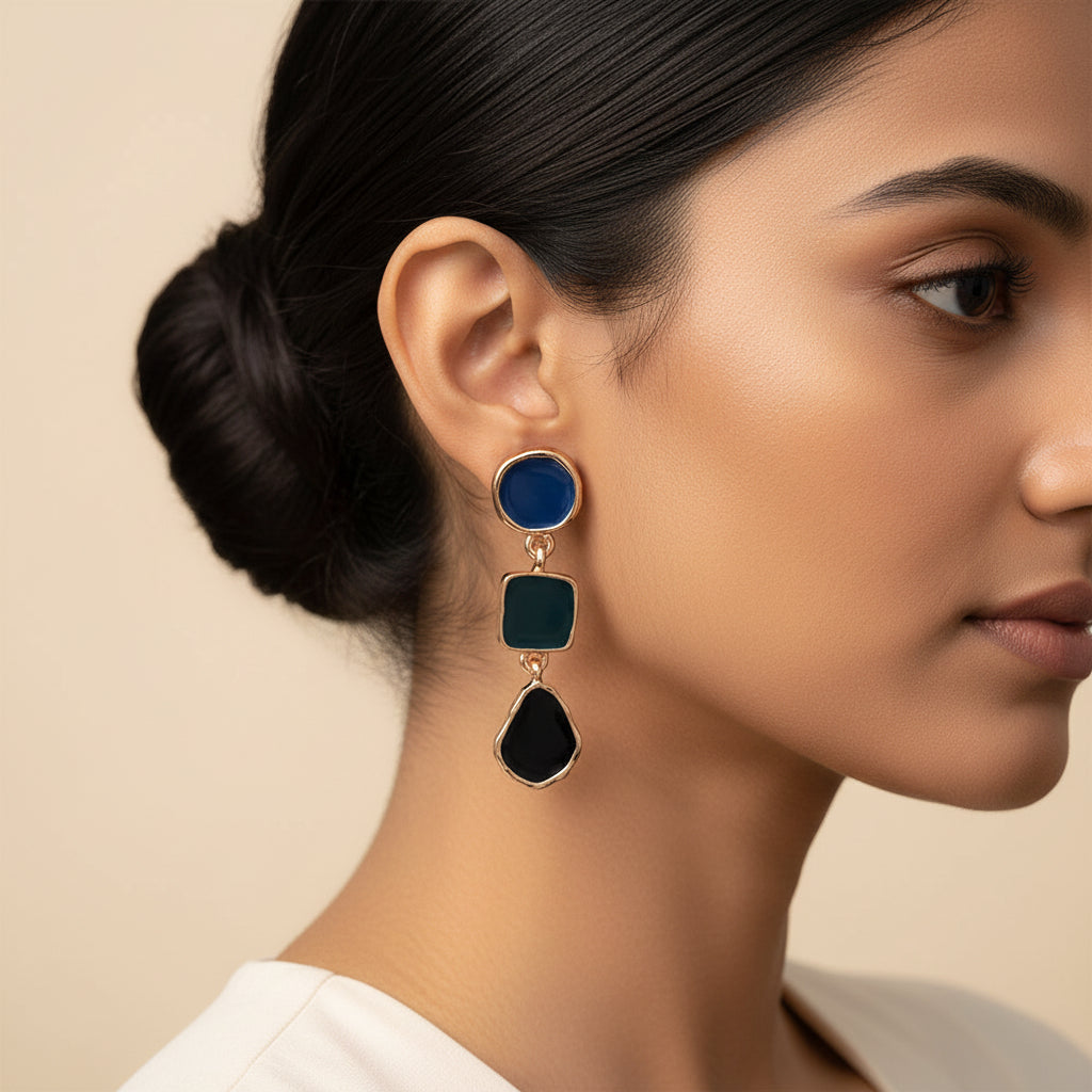 Star Thread- Geometric Dangling Earrings