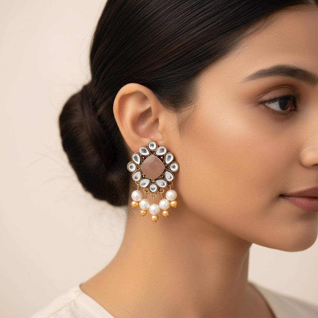 Galaxy Shine- Designer pearly Stud Earrings