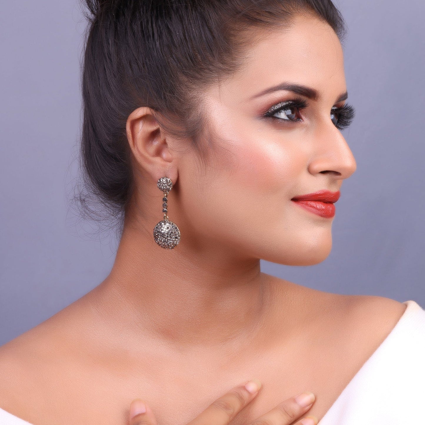 Luna Glow- Stone studded dangler earrings