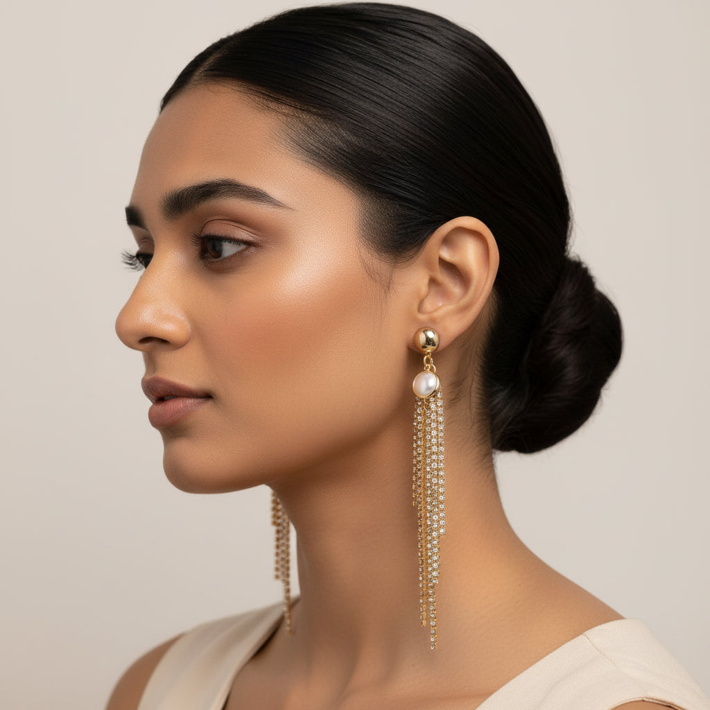 Stellar Thread- Hanging chained dangler earrings