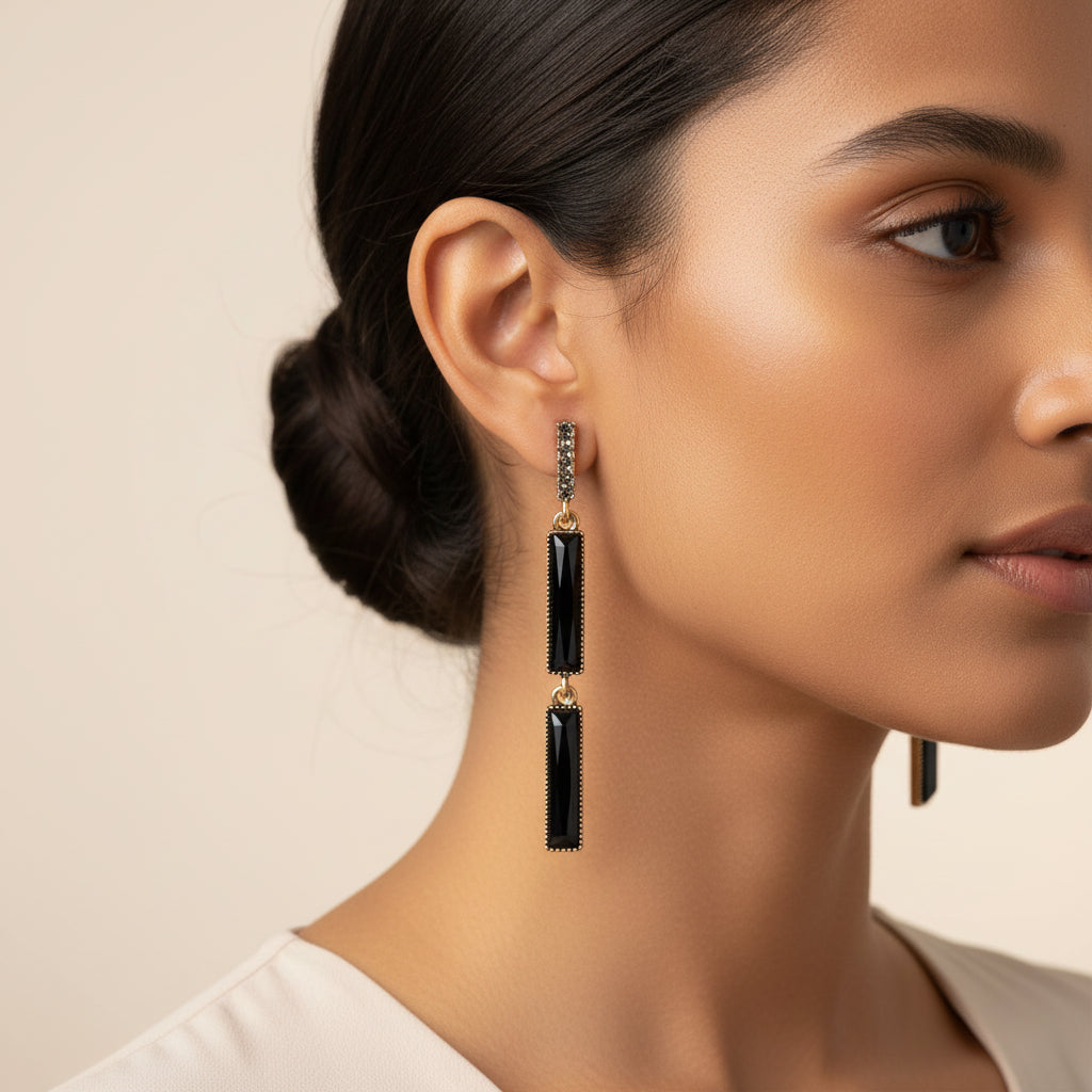 Loom Thread- Stone studded Dangler Earrings